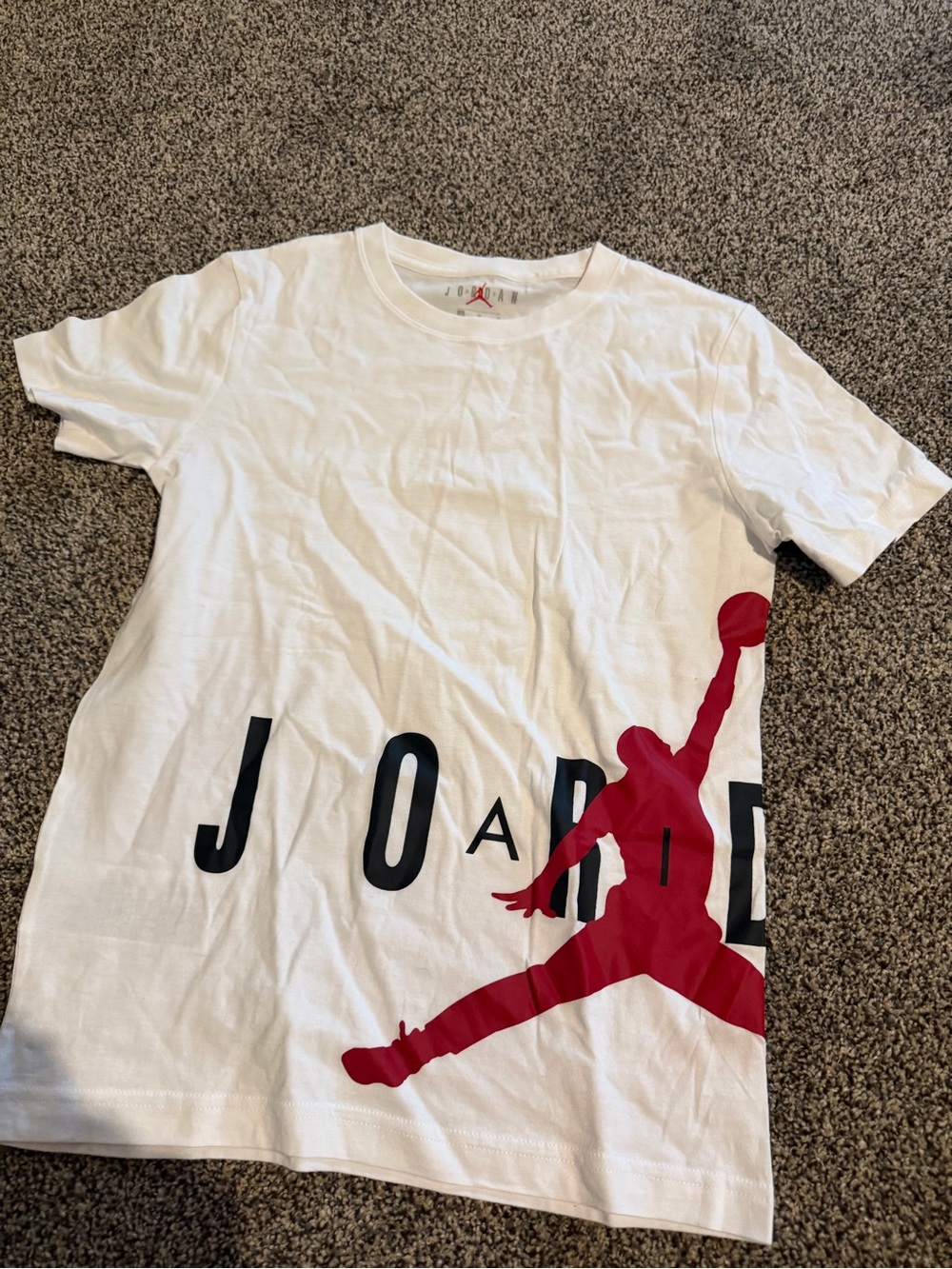 Jordan White Tee with Red Jumpman and Black Lettering - Picture 2 of 4